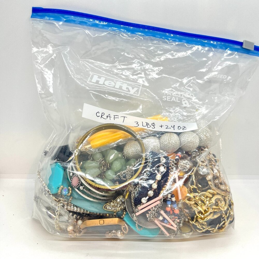 CRAFT JUNK JEWELRY LOT FOR CRAFTING REPURPOSE ART HARVESTING 3+ lbs